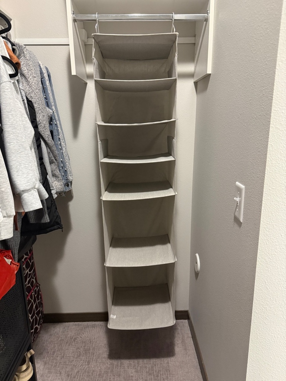Brightroom Neutral Beige Hanging Closet Organizer - 6-Shelf Fabric Storage
